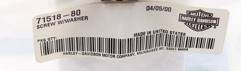 Genuine Harley-Davidson Screw w/ Washer (Pack Of 4) Part Number - 71518-80