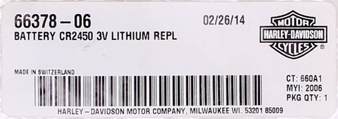 Genuine Harley-Davidson Lithium   Battery   Part Number - 66378-06
