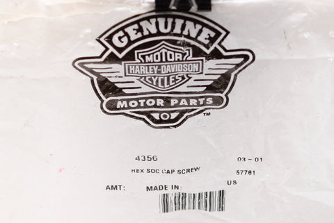 Genuine Harley-Davidson Hex Soc Head Screw Part Number - 4356