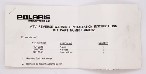 Polaris Reverse Warning Sound Kit PN 2870992