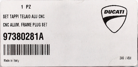 Genuine Ducati Aluminum Frame Plug Set Part Number - 97380281A