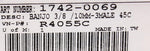 Banjo 3-8 / 10Mm - 3Male 45C Part Number - 1742-0069 For Harley-Davidson
