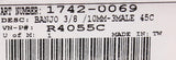 Banjo 3-8 / 10Mm - 3Male 45C Part Number - 1742-0069 For Harley-Davidson