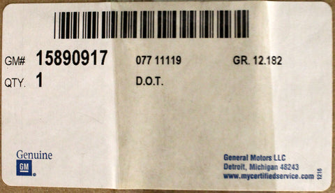 Genuine GM Lift Gate Light Part Number - 15890917