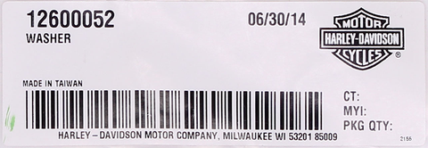 Genuine Harley-Davidson Washer Part Number - 12600052