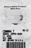 Genuine Harley-Davidson Copper Crush Washer Part Number - CB0004.T