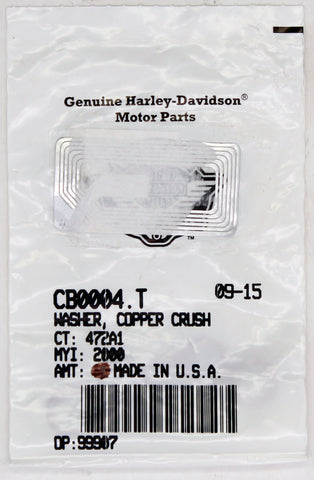 Genuine Harley-Davidson Copper Crush Washer Part Number - CB0004.T