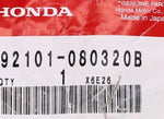 Honda Hex Bolt Part Number - 92101-080320B