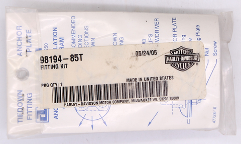 Genuine Harley-Davidson Fitting Kit Part Number - 98194-85T