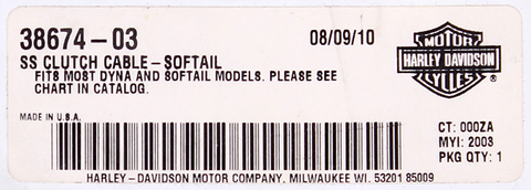 Harley-Davidson SS Clutch Cable Part Number - 38674-03