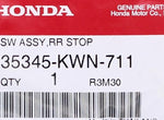 Genuine Honda Stop Switch Assembly Part Number - 35345-KWN-711