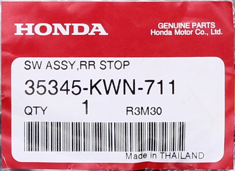 Genuine Honda Stop Switch Assembly Part Number - 35345-KWN-711