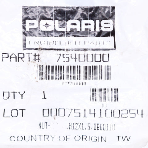 Genuine Polaris Special Locking Nut Part Number- 7540000
