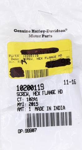 Genuine Harley-Davidson Flange Hex Screw Part Number - 10200119