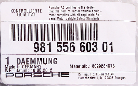 Porsche Insulation PN 981-556-603-01
