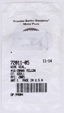 Genuine Harley-Davidson Yellow Wire Seal Part Number - 72011-05