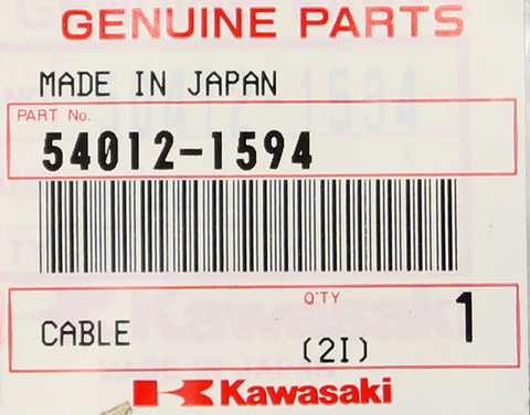 Genuine Kawasaki Throttle Clable Part Number - 54012-1594