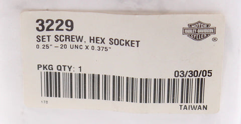 Genuine Harley-Davidson Set Screw, Hex Socket Part Number - 3229