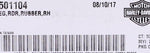 Genuine Harley-Davidson Right Rubber Foot Peg Part Number - 50501104