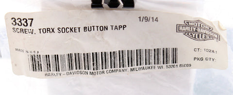 Genuine Harley-Davidson Screw, Star Socket Button Tapp Part Number - 3337
