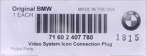 Genuine BMW Video System Icon Connection Plug Part Number - 71602407780