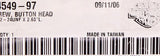 Genuine Harley-Davidson Chrome Screw Part Number - 94549-97