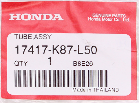 Genuine Honda Tube Assembly Part Number - 17417-K87-L50