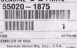 Genuine Kawasaki Floor Guard, RH Part Number - 55020-1875