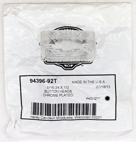 Harley-Davidson Button Head Screw Part Number - 94396-92T