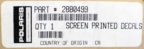 Genuine Polaris Aluminum Door Decal Part Number - 2880499