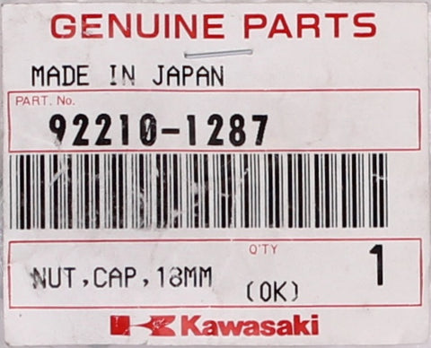 Genuine Kawasaki Cap Nut 18MM Part Number - 92210-1287