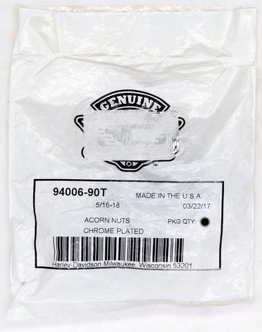 Genuine Harley-Davidson Acorn Nut Part Number - 94006-90T