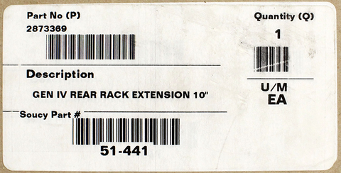 Gen Iv Rear Rack Extension - 10" Part Number - 2873369 For Polaris