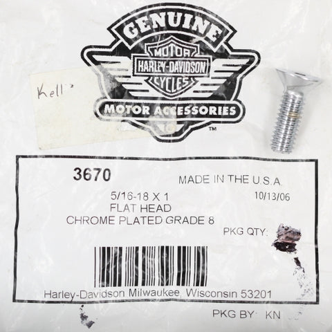 Harley-Davidson Chrome Plated Flat Head Screw Part Number - 3670