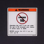 Kawasaki Under 16 Warning Label PN 56040-1276