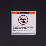 Kawasaki Under 16 Warning Label PN 56040-1276