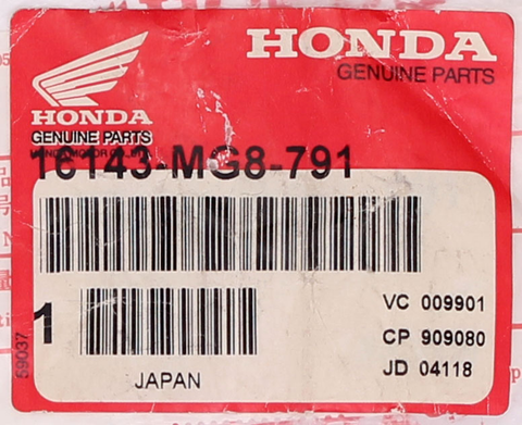 Genuine Honda Tube Part Number - 16143-MG8-791