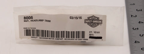 Genuine Harley-Davidson Headlamp Trim Nut PN 8006 (Pack of 4)