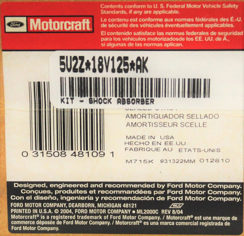 Genuine Ford Shock Absorber Kit Part Number - 5U2Zl8V125AK