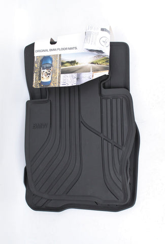 GENUINE BMW GROUP, BLACK RUBBER ALL-WEATHER FRONT FLOOR MATS SET, PN 51472285310