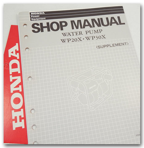Honda Water Pump WP20X WP30X Shop Manual Supplement Part Number - 61YB410W