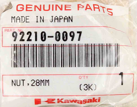 Genuine Kawasaki Nut Part Number - 92210-0097