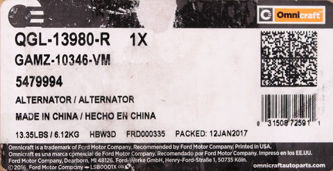 Ford Alternator Part Number - GAMZ-10346-VM