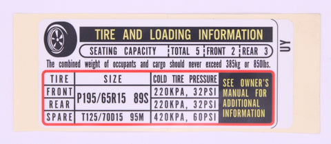 Placard Part Number - 42762-Snc-A02 For Honda