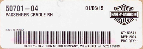 Genuine Harley Davidson Passenger Craddle, RH Part Number - 50701-04