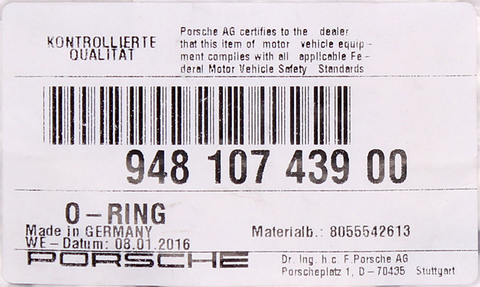 Porsche O-Ring PN 948-107-439-00