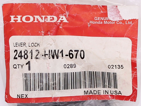 Genuine Honda Lock Lever Part Number - 24812-HW1-670