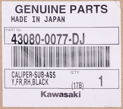 Genuine Kawasaki Caliper Sub Assembly Part Number - 43080-0077-DJ