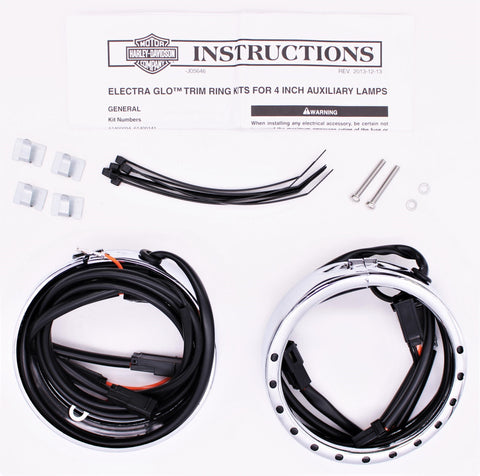 GENUINE HARLEY-DAVIDSON, 4" CHROME HALO ELECTRA GLO LIGHT RING KIT, PN 61400094