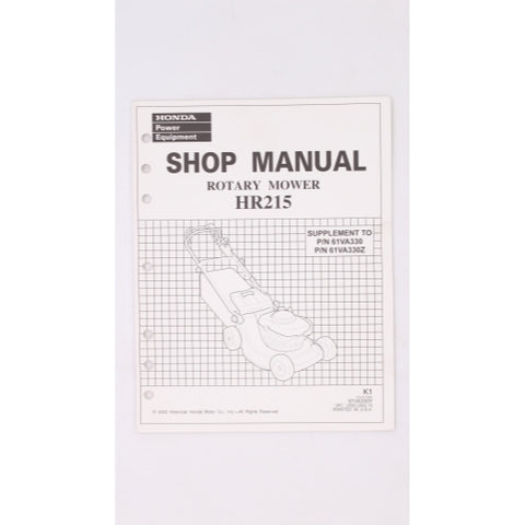 Genuine Honda Service Manual HR195/21 Part Number - 61VA330Y